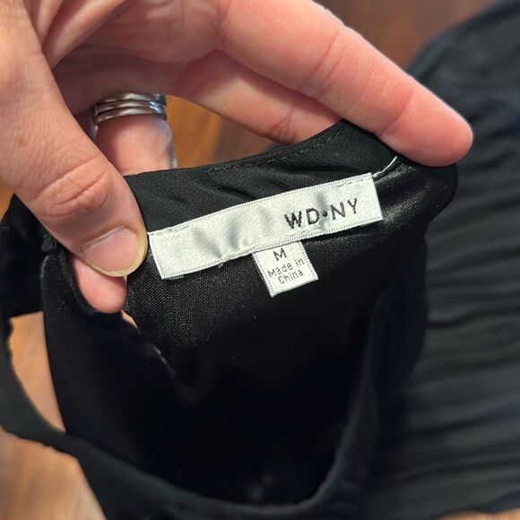 WD.NY Black Pleated Sleeveless Long Dress Women’s Medium - Picture 6 of 8